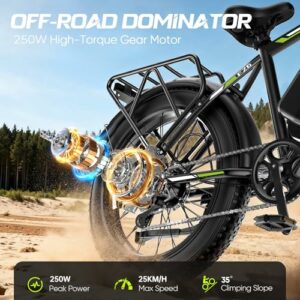 Aimittie Bici Elettrica Per Adulti Da 20/26", 7 Velocità con Bicicletta Elettrica 48V 15/18/25Ah, 25km/h & Autonomia di 8... - immagine 3