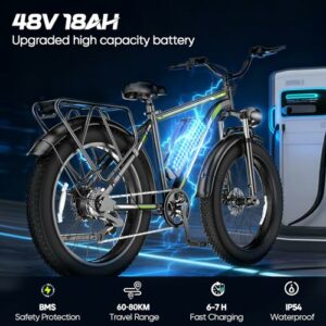 Aimittie Bici Elettrica Per Adulti Da 20/26", 7 Velocità con Bicicletta Elettrica 48V 15/18/25Ah, 25km/h & Autonomia di 8... - immagine 4