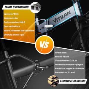 VITILAN V3 Bici Elettrica Pieghevole, Bicicletta Elettrica da 48V 13Ah Batteria Rimovibile,Velocità Massima 25 km/h, Motor... - immagine 4