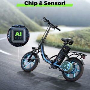 Finbike 250w Bici Elettrica Pieghevole, Bicicletta Elettrica A Pedalata Assistita, 374.4WH Batteria, Max Autonomia 88KM, 3 Mo - immagine 4