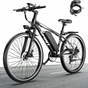 ASKGO Bicicletta Elettrica, 26" Pneumatico, 48V 10AH 25km/h Batteria Rimovibile, Autonomia 80 km E-bike, Doppio Sistema Fr...