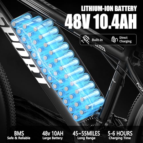 B0GCML9NKZ gal 1 69cf81556f530 ASKGO Bicicletta Elettrica, 26" Pneumatico, 48V 10AH 25km/h Batteria Rimovibile, Autonomia 80 km E-bike, Doppio Sistema Fr...