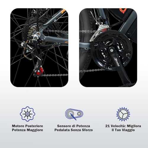 B0GFDB9XWK gal 3 69cf8169c8f57 TIGUOWISH Bici Elettrica Uomo e Donna, Bicicletta Elettrica 29 Pollici con Motore Posteriore 250W, Autonomia fino a 90 km,...